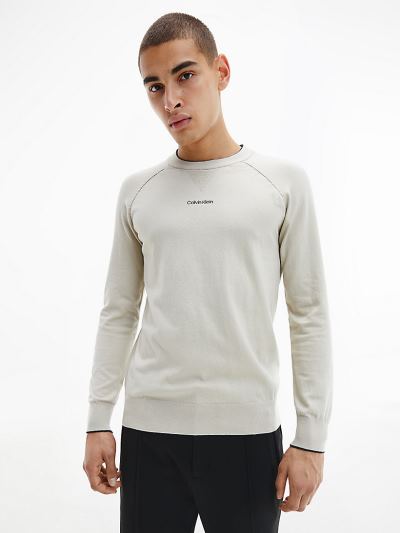 Calvin Klein Ruhák HU625741 | Calvin Klein Cotton Silk Blend Férfi Pulóver Szürke